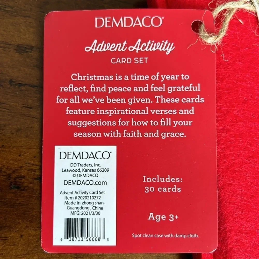 DEMDACO advent activity card set NEW